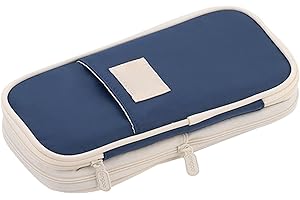 SIKAMARU 1 piórnik o dużej pojemności, z 1 linijką z kreskówek na owoce, torba do przechowywania artykułów papierniczych, piórnik, kosmetyczka, odpowiedni dla uczniów szkół średnich, nastolatków (ciemnoniebieski), NIEBIESKI, Moda