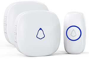 SECRUI Campanello Senza Fili da Esterno, Doorbell Wireless con 2 Ricevitori + 1 Pulsante, 58 Suonerie, 5 Livelli Volume 120 dB, LED, 300 m Lunga Portata per Casa,Appartamento Porta d’Ingresso, Bianco