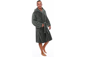 L.E.M.B. Hometrends Herren Damen Bademantel Kingston Microfaser Morgenmantel mit Kapuze