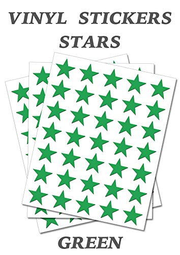 Set of 1000 - Green Star Merit Reward Stickers - Removable Self Adhesive Waterproof Durable Vinyl Label Sticker 15mm each for School, preschool, Nursery & Home Activity by PARTY DECOR
