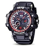 Multifunktional Stilvolle Gesunde Lifestyle Sport Uhren, Y56 sbao s-8007 Herren Jugendliche Jungen Digital Outdoor Sport wasserdicht multifunktional Creative Elektronische Uhren mit LED Digital Stoppuhr/Alarm Funktion/Luminous Display/zeitpunktmessung, rot