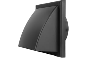 VENTS UK Vents 4 inch Black Plastic Cowled Air Vent Wall Grill with 100 mm Rear Spigot Ducting Gravity Flap Grille Cover for Hooded Cooker Hood Outlet Kitchen Bathroom Shed Extractor Fan Ventilation
