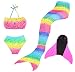 Produktbild Superstar88 Mädchen Cosplay Kostüm Badebekleidung Meerjungfrau Shell Badeanzug 4pcs Bikini Sets Schöne Flosse ! (Größe 130, Rainbow Pink)