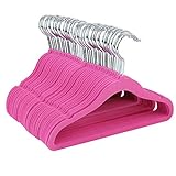 HOMFA Kinder 40er Kleiderbügel 30cm Samtkleiderbügel für Kinder und Baby mit Samt überzogen Draht Haken drehbar Antirutsch (40er rosa) - 7