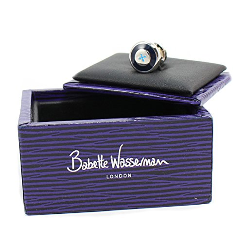 Preisvergleich Produktbild Babette Wasserman Reversnadel Herren silberfarbenes Emaille Krawattennadel, navy blau