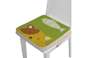 Children's Seat Cushion, Booster Seat Chair, Fansu Baby Portable Seat Cushion, Cartoon Design, Square, Adjustable, Dismountable, Toddler Dining Room Chair, Raised Pad, Dining Room Booster Seats (Cat,