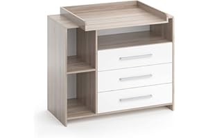 Vicco Wickelkommode Oskar, Weiß/Sonoma, 113 x 100 cm