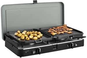 CADAC 2-Cook 3 Pro Deluxe 30mBar - Gril de table pour usage intérieur et extérieur - Comprend un sac de rangement - Raclette - Noir - Vert - Barbecue
