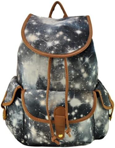 Stormiay Galaxy Canvas Backpack College Backpack Cute Rucksack School Bag For Girls (Grey)