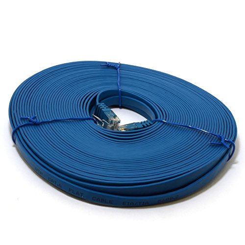 Flach CAT6 Ethernet LAN Patchkabel Kabel Verluste Profil Gigabit RJ45 10 m Blau - 2