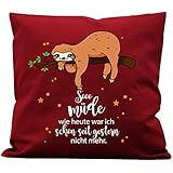 Deko Kissen bedrucktes Kissen Faultier mit Schriftzug