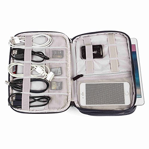 BAIGIO Unisex Nylon Tragbare Reisetasche Praktische Handtasche mit Doppelschicht Tasche Reisetasche für Electronisches Zubehöre Organizer Case Tasche Zubehör - 5