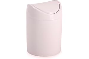 CABLEPELADO Papelera basculante plástico para mesa, Mini Basurero de Mesa, Cubo de Basura para Escritorio, Papelera de Oficina Pequeña, Papelera de Plástico con Tapa Basculante, 1.4 Litros, Rosa