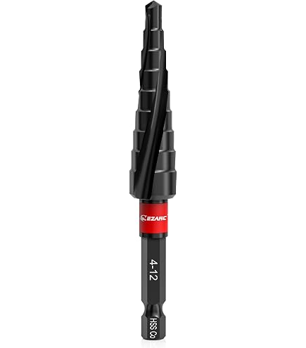 Foret Étages 9 Tailles 4-12 Mm HSS Cobalt - Tige Hexagonale, Pour Acier Inox, Fer, Cuivre, Aluminium