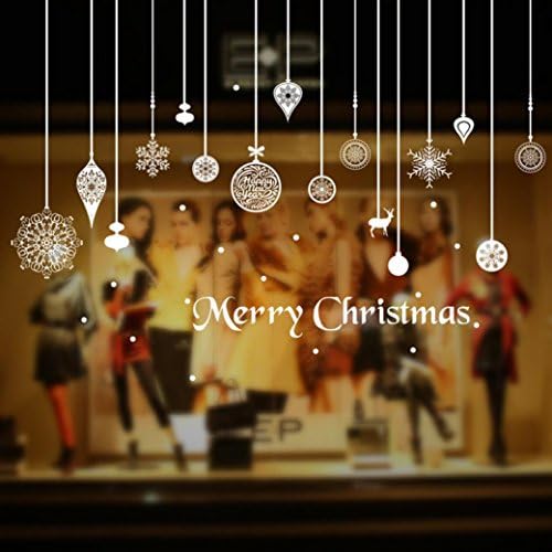 Vinyl Removable 3D Wall Sticker Wind Chimes Christmas Wall Decal By DoraMe (60 x 90cm(W x H), White)