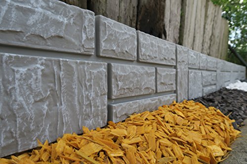 Steinimitat Zaun Rasenkante Palisade Beeteinfassung antikgrau 2,34 m x 20 cm x 2,5 cm stark schnelle Lieferung & Versand - 3