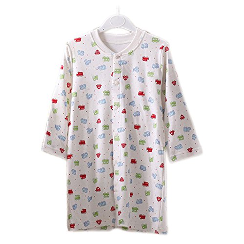 Blue Print WHITE Infant Sleepwear Baby Toddler Cheese Cloths Nightgown 80-90Cm