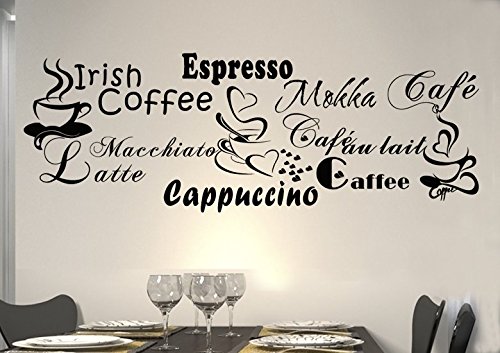 Wandtattoo wandaufkleber Aufkleber Wandsticker wall sticker Wohnzimmer Schlafzimmer Kinderzimmer KÜCHE 30 Farben zur Wahl Wandtext Wandwort Wandspruch spruch Zitat Küche Schriftzug CAFE COFFEE KAFFEE KÜCHE Herz wkf10(Visualisierung)