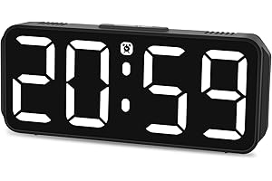 Eachui Wecker Digital Ohne Ticken wecker für Kinder Kleiner Uhr Lautstärke und Helligkeit Einstellbar Snooze Funktion 12/24 Stunden Netzbetrieben(Weiß)