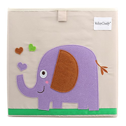 Valleycomfy Aufbewahrungsbox faltbar Cartoon Cube Organizer Closet Korb für Kleidung, Schuhe, Spielzeug und Punkte 33 x 33 x 33 cm elefant - 2