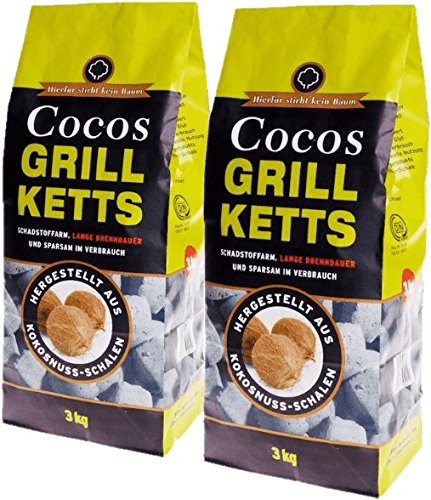 6kg Cocos Grill Briketts Premium Holzkohle Grillkohle aus Kokosnuss - ökologisch