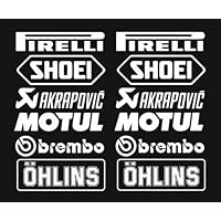 1x Set Nr.3 (12 Aufkleber weiss ,Farbwahl) PIRELLI AKRAPOVIC Tuner Logo 16cm Decal Tuning Aufkleber Sticker Auto…
