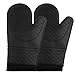 Produktbild Silikon Ofenhandschuhe - 1 Paar extra lang Professional hitzebeständig Topflappen Handschuhe - Ofen Handschuhe Set von 2, schwarz
