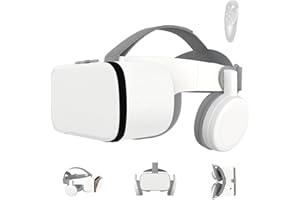 LONGLU Auriculares de Realidad Virtual VR para iPhone y Teléfonos Android, Gafas 3D de Realidad Virtual con Auriculares Inalámbricos para Películas Imax y Jugar Juegos con Control Remoto (blanco)