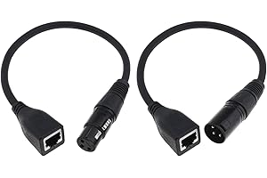 EMSEA 2 szt. XLR 3-pinowy damski i męski na RJ45 żeński adapter konwerter przedłużacz kabel kabel adapter XLR kabel LED kontroler kabel 30 cm