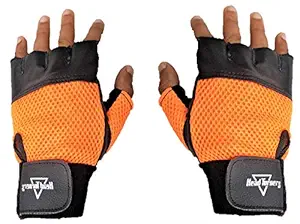 HeadTurners Synthetic Gym Gloves for Weightlifting, Crossfit, Fitness & Other Sports for Men & Women (black)