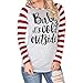 Produktbild Tianwlio Damen Lässige Langarmshirt Hoodie Pullover Mode Vergoldung Streifen Top Weihnachten Damen Lose Langarm Top Bluse Grau L