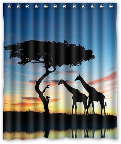 CHATAE African Safari Giraffe Elephant Sunset Custom Waterproof Polyester Fabric Shower Curtain for Bathroom 60" x 72"