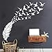 Produktbild Zarte Feder Vogel dekorative Vinyl Wandtattoos Schlafzimmer Dekor Abziehbilder für Kinderzimmer Dekoration weiße Wandtattoos L 43cm X 57cm