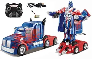 Popsugar Optimus Truck Transformer with Rechargeable Battery and Charger RC car for Kids,