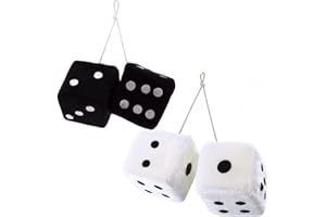 BMTICK Set di 4 dadi da appendere in stile retrò, per specchietto dell'auto, in peluche (stile anni '80, in stile nostalgico anni '80), accessori per auto (set da 2)