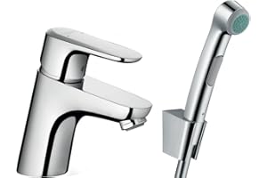 Hansgrohe Professional 32126000 Kit Ducha WC para Inodoro íntimo Bidette con Grifo de Lavabo Ecos Cromo, Cromado