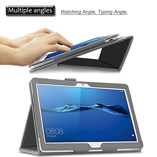 Huawei MediaPad M3 10 Lite 10 Hülle Case, Infiland Slim Fit Folio PU-lederne dünne Kunstleder Schutzhülle Cover Tasche für Huawei MediaPad M3 10 Lite 10 (Weltraum Grau) - 4