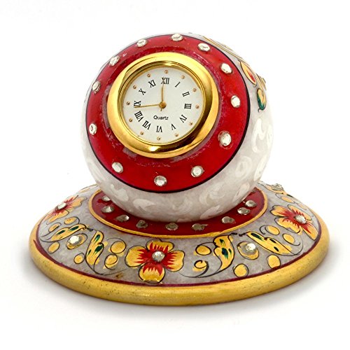 Little India Golden Floral Meenakari Work Marble Table Clock (385, White) RS.290 (82.00% Off) - Amazon