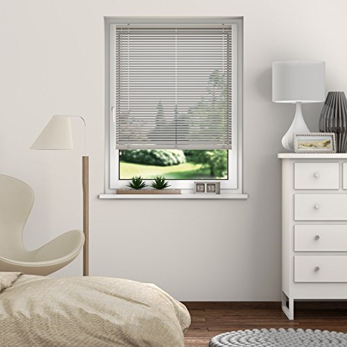 DESWIN Jalousien – Klemm-Jalousie – 90 x 150 cm SILBERGRAU – Aluminium – (mit Klemmhaltern, Magnete, Halter zum Schrauben) - 2