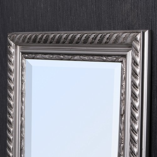 WANDSPIEGEL BAROCK SILBER ANTIK DESIGN SPIEGEL Stripe 50x40cm MIT HOLZRAHMEN - 3