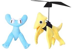 CARROTEE 2 Pcs Rainbow Friends Chapter 2 Cyan Yellow Roblox Peluche Bambole Gioco Night Blue Giocattoli Cartoon Compleanno Stuffed Doll Per Ragazzi Toys Bambini Birthday Party Favor Preferred Gift For Holidays