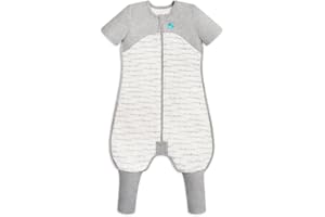 Love To Dream Sleep Suit Organic Cotton Fleece with Legs, 24-36 months, White, Fabric for Year Round Temp (18-24°C), Short Sleeve Wearable Blanket, Machine Washable, Made for Movement with Grip Pads