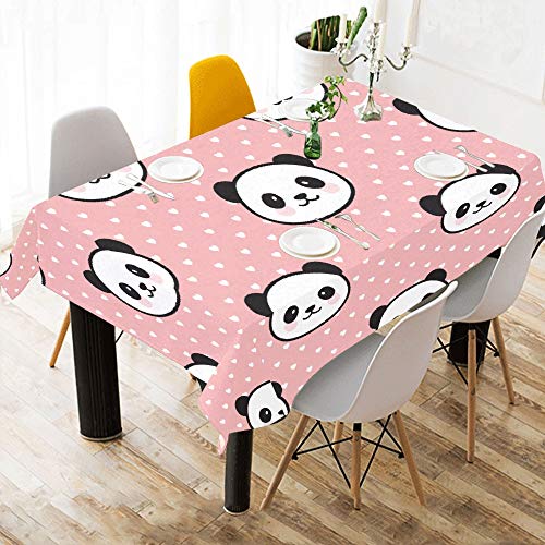 Panda Head From China Cotton Linen Printed Square Stain Resistant Table Linens Cloth Custom Cover Tablecloth For Kitchen Home Dining Room Tabletop Decor 60 X 84 Inch Washable