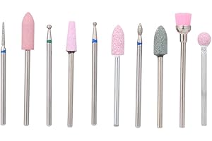 ANSELF 10pcs Nail Drill Bits Set,Spazzola per Polveri per la Pulizia Delle Cuticole, Teste di Levigatura Rotative per Lucidatura, Strumenti per Unghie (01#)