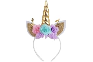 Nishine enhörning pannband blomma katt öra enhörning horn pannband perfekt för festtillbehör fantasygåva