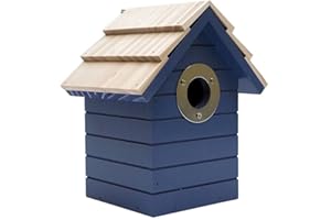 WUNDAPETS HENRY BELL MID BLUE BEACH HUT NESTING BOX WOODEN GARDEN BIRD NEST BOX FOR WILD BIRDS