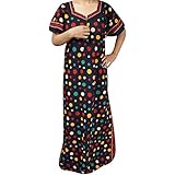 Indiatrendzs Women Cotton Nighty Polka Dot Long Sleepwear Nightgown (Chest: 50)