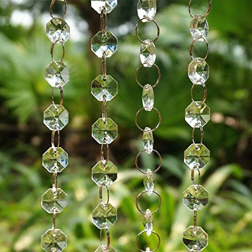 10M Türvorhang Kristall Girland Crystal Clear Acrylic Bead Garland hängende Partei Dekor Hochzeit DIY Dekor Anhänger Perlenvorhang ( Klar Octagonal Perlen ) - 3