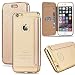 Produktbild GrandEver iPhone 6S Plus Ledertasche, iPhone 6 Plus Ledercase & Weiche Silikon Hülle Bumper Schutzhülle Transparent Clear Crystal PC Hart Abdeckung Hardcase Durchsichtig Schale Wallet Flip Leder Case Cover mit Kreditkarte Etui(Gold)