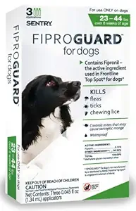 SENTRY Fiproguard Flea and Tick Topical for Dogs, 23-44 lbs, 6 count